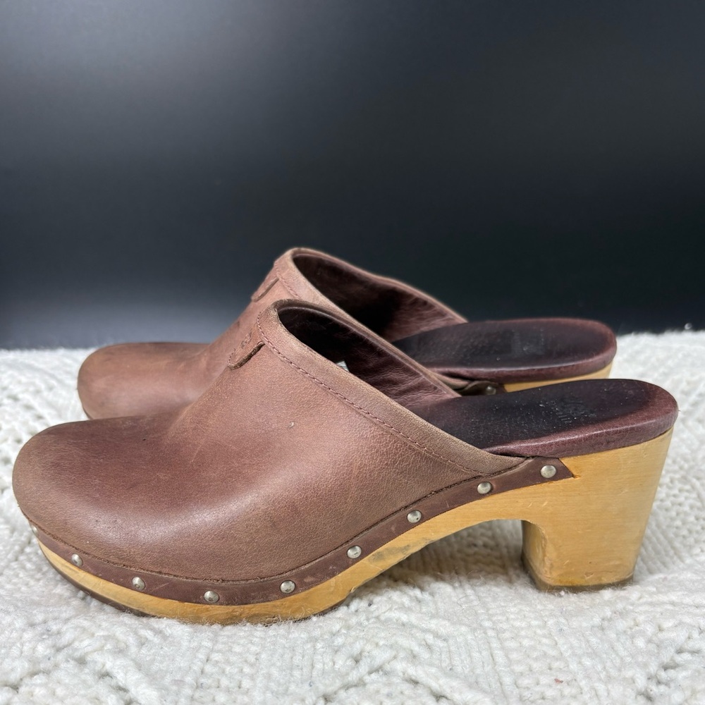 UGG Brown Leather Clogs
